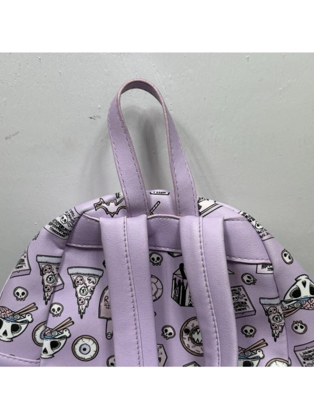Sleepyville Critters Spooky Food Mini Backpack in Vinyl Skull Halloween Purple - Picture 4 of 9